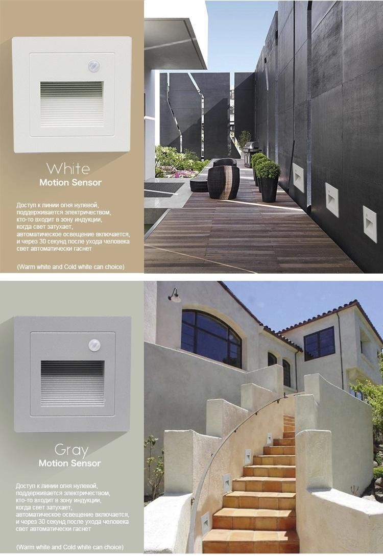 LED Light PIR Motion Sensor LED Step Stairs Light LED Wall Light White/Grey/Black Garden Light in Home Distributor