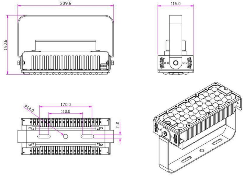 Newest High Power 120W LED Flood Lamp with High Pole