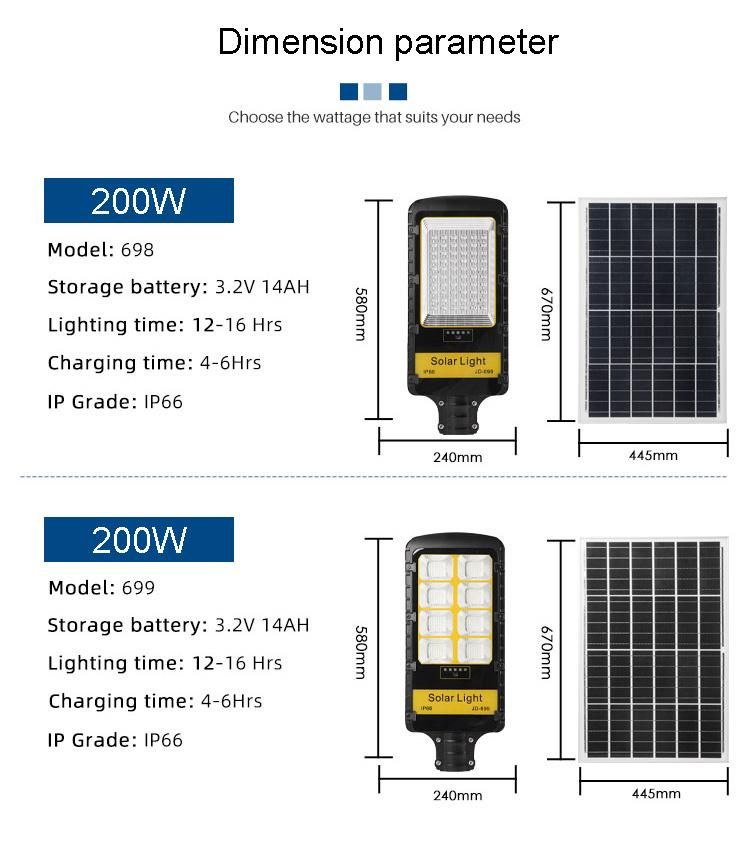 All Wattage Street Light LED IP66 Integrated Solar Panel Solar Energy System Street Solar Light Solar Power Station