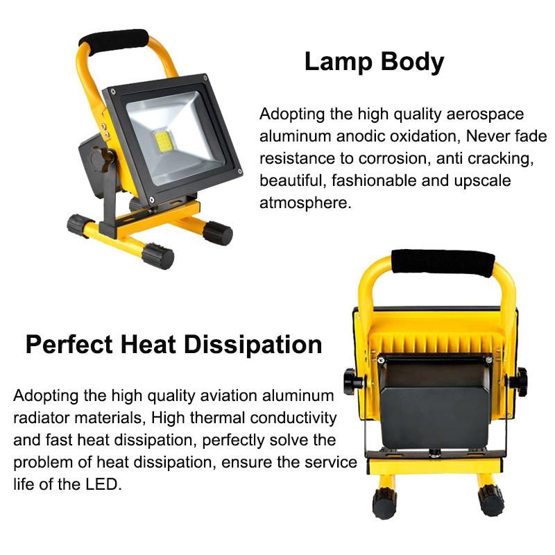 IP65 White Blue Red Warning Flash Lighting 50W Portable Rechargeable Emergency LED Flood Light