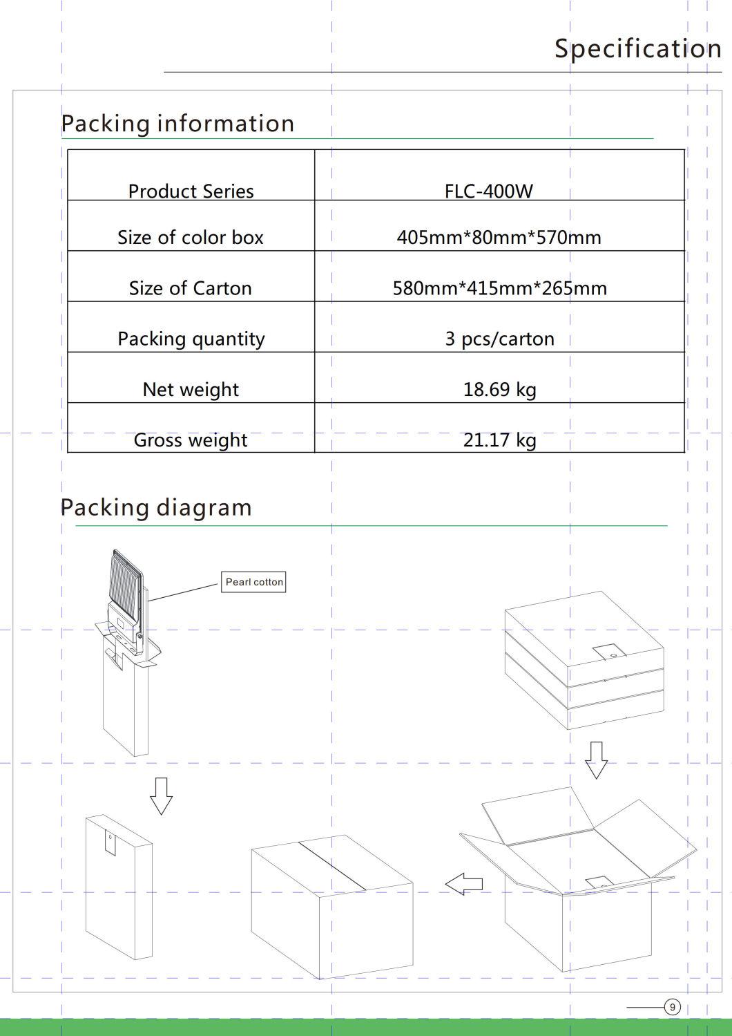 Slim Design Die-Casting 110-120lm/W Landscape Lighting IP65 Outdoor LED Flood Light