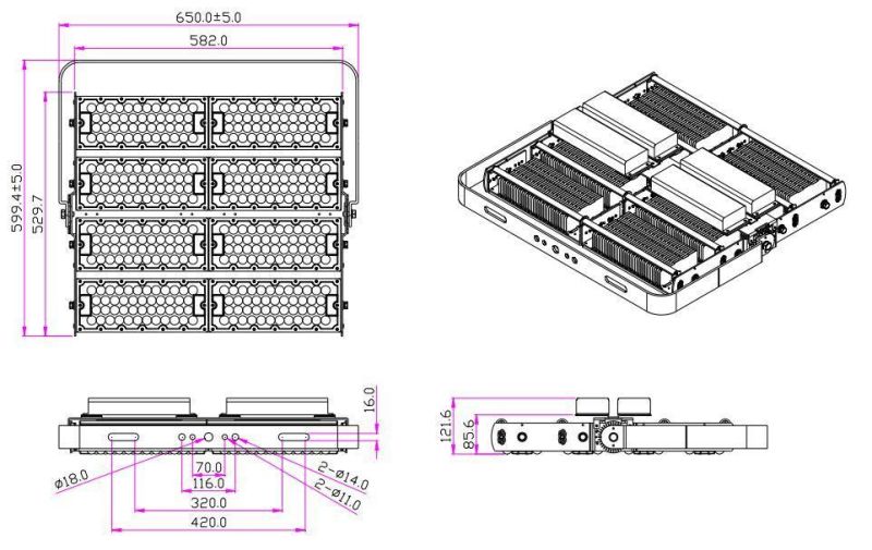 Newest High Power 800W LED Flood Lamp with High Pole