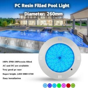 No Flicker No Glare High Purity Wall Mounted Swimming Pool Lamp Underwater LED Light 18watt 12V RGB with CE RoHS IP68 Reports