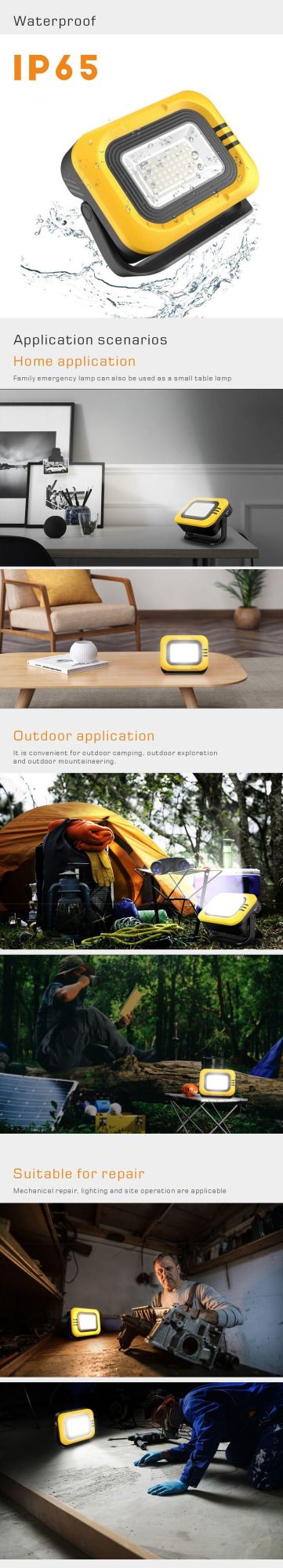New Waterproof LED Work Light Camping Lantern Outdoor Work Light Solar LED Camping Lights