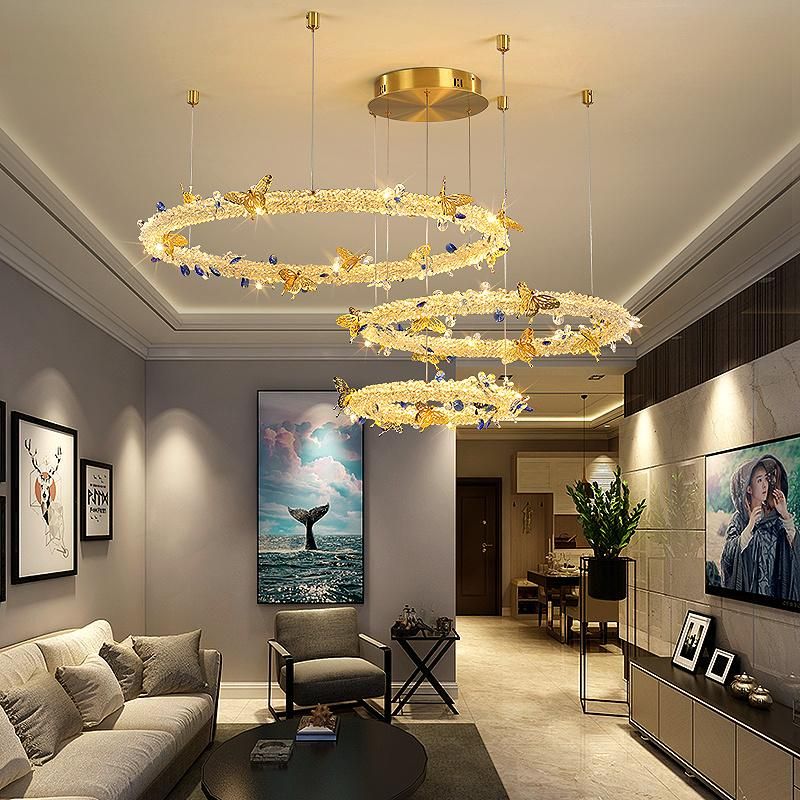 2022 Nordic Style Garland Style Bedroom Living Room Dining Room Crystal Golden Hanging Chandelier