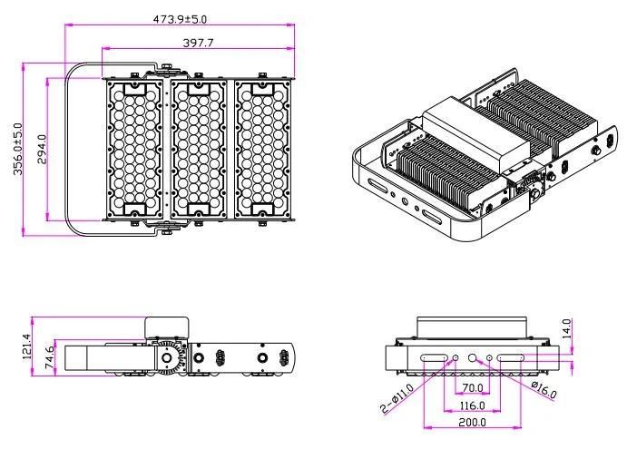 Newest High Power 300W LED Flood Lamp with High Pole