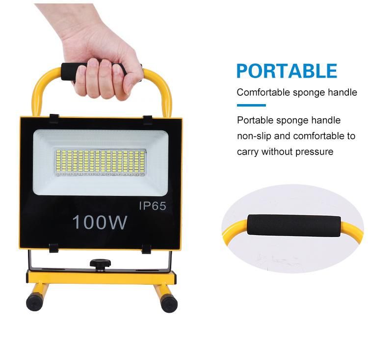 Outdoor Waterproof IP65 Portable 100W 200W Rechargeable Portable Floodlight