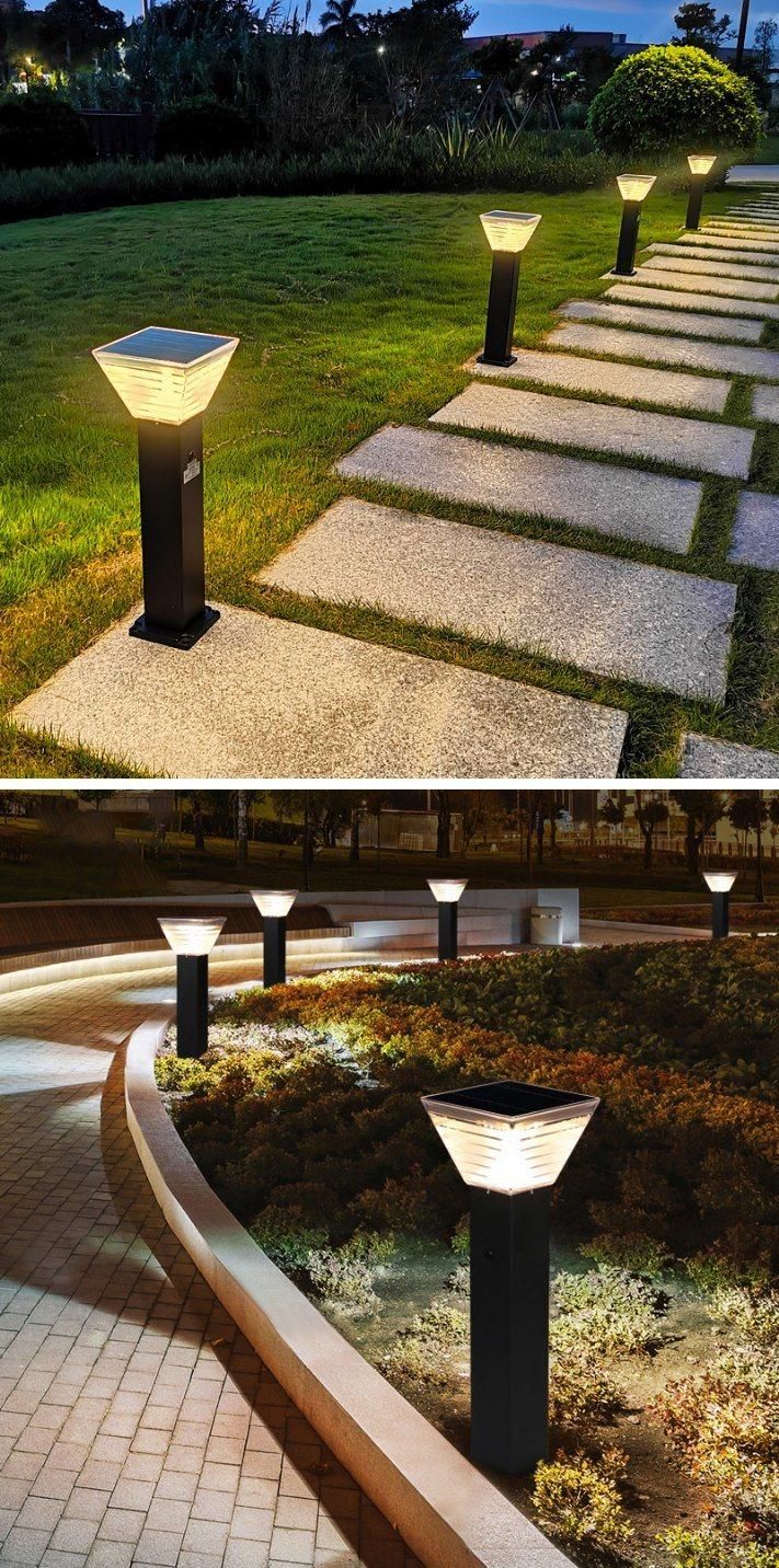 Minimalist Outdoor Landscape Decoration Bollard LED Lawn Lighting Solar Powered Garden Light