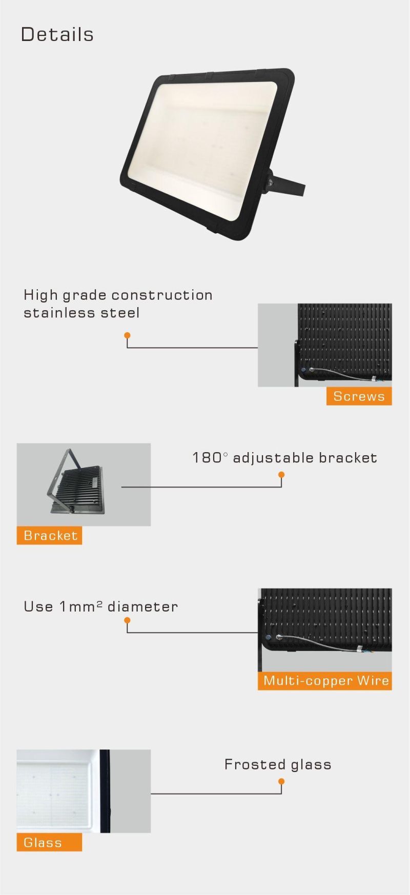 High Power 500W Floodlights LED Warterproof LED Floodlight for Farm Stadium Warehouse