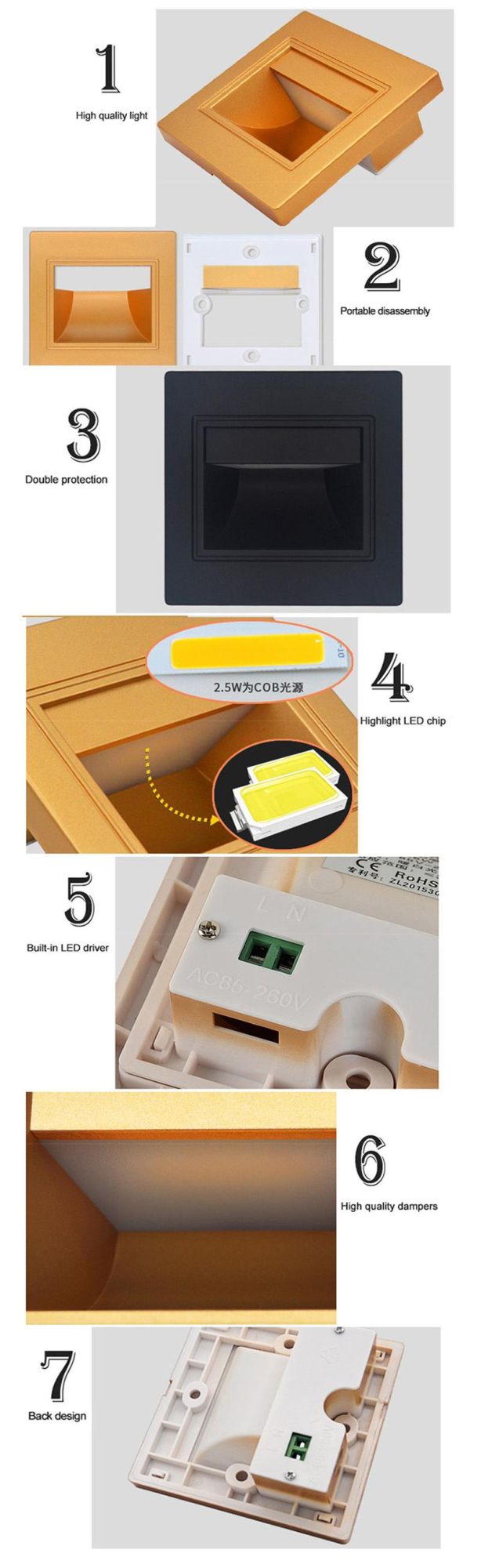 Sensor Light LED Wall Light Sensor Light LED Food Light 1.5W/2.5W LED Lighting PIR Sensor LED Step Lamp Wall Lamp Stair Light Garden Lighting Distributor