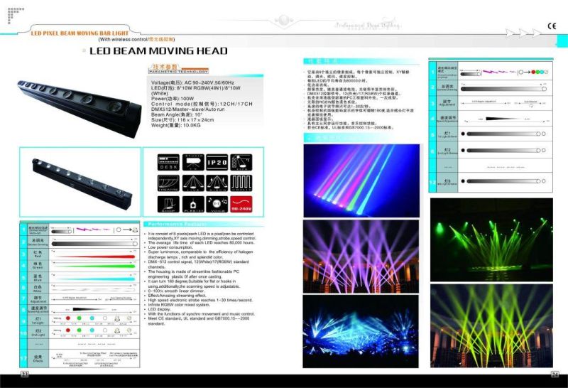 8*10W RGBW4in1 LED Pixel Beam Moving Bar Light / Beam Light