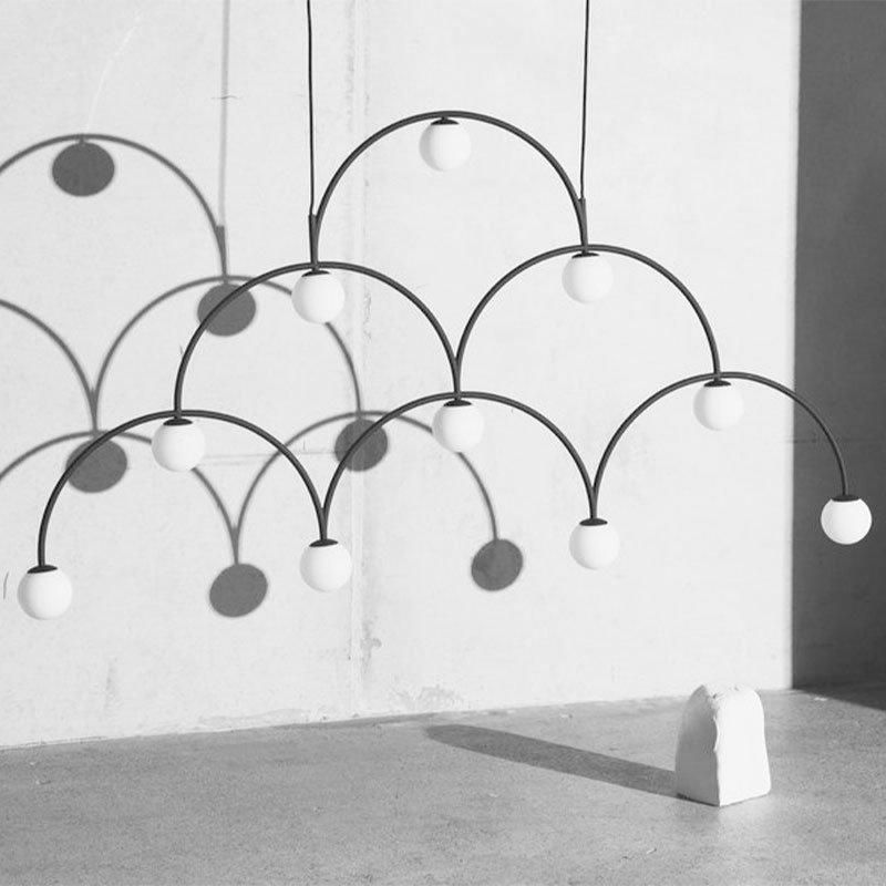 2022 Modern Geometric Line Chandelier Nordic Iron Art Lamps Postmodern Simple Stylist Pendant Light