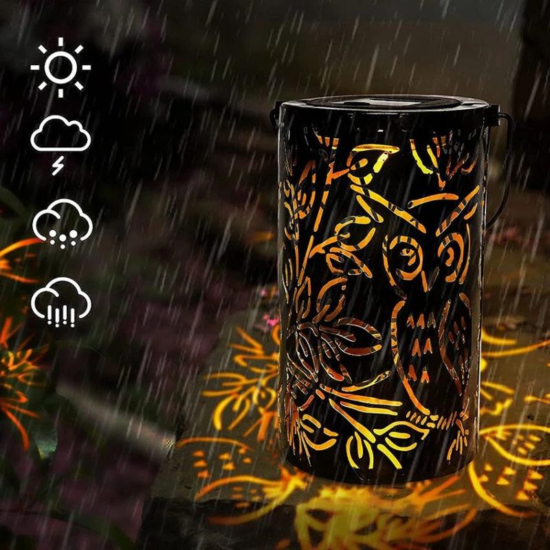Outdoor Christmas Solar Lights Retro Hanging Solar Lantern with Handle