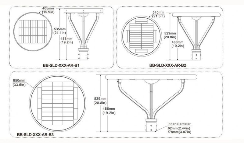 25W Best Solar Light Post B2 for Parks Solar Lights on Top of Fence Post
