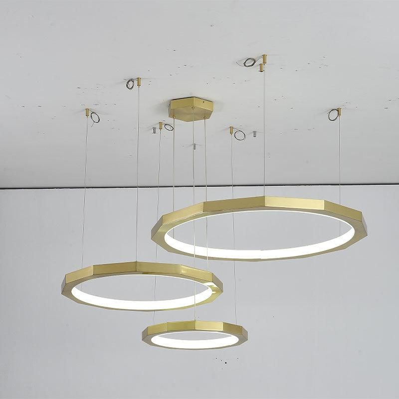 2022 Hot Sale Living Room Modern Round Shape Chrome Gold Big LED Chandelier Pendant Light