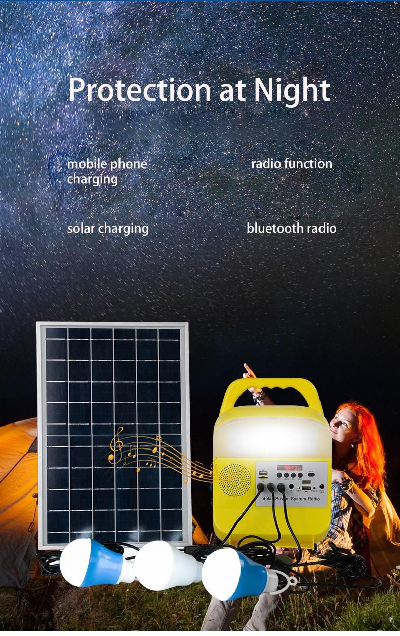 Portable Solar Lighting System with Mobile Phone Charger, Suitable for Home and Camping