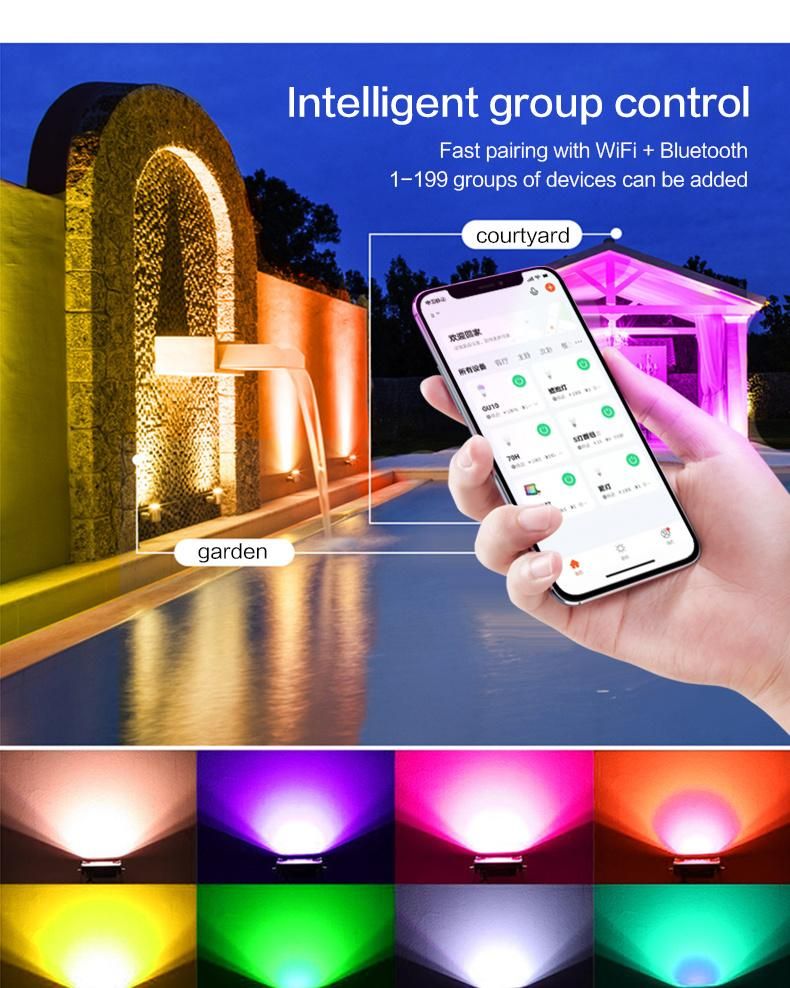 High Brightness Outdoor Waterproof Stadium Tuya Smart Floodlight 100W Solar LED Flood Light