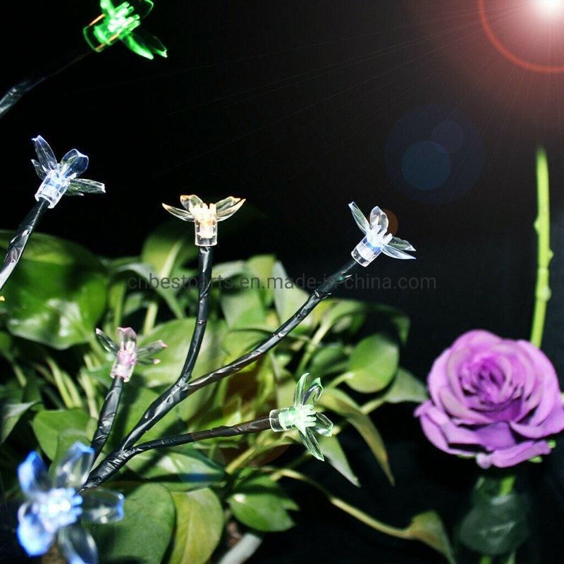 Solar Powered Cherry Flower Shape Lantern Outdoor Waterproof Yard Lawn Landscape Garden Decoration Lamp Hot LED Garden Light
