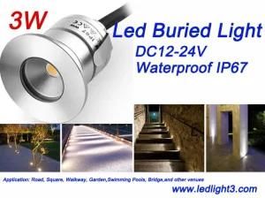 3W LED Buried Underground Lighting DC12-24V IP67 Waterproof Outdoor Lighting 5 Years Warranty