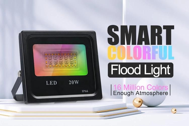 LED Reflector RGB Smart Floodlight Tuya WiFi Smart Life 20W 50W 100W Waterproof Outdoor Spotlight 220V Flood Light with Tuya APP Support Vocie Control