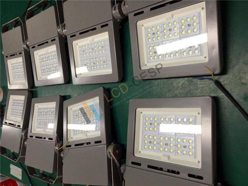 IP66 IP67 Ik08 CE RoHS TUV Certificate 6500K High Efficiency Symmetrical Light Distribution 145lm/W 100W Heavy Duty Modern Marine Grade-Protected Flood Light