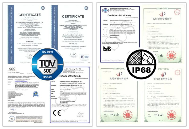 60W Ce RoHS TUV Certificates IP66 Waterproof LED Solar Street Lighting