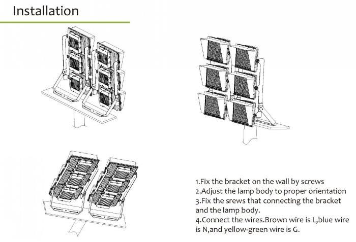 1500W Outdoor High Pole High Mast Basketball Court Football Stadium IP66 Proyector LED Stadium Floodlight