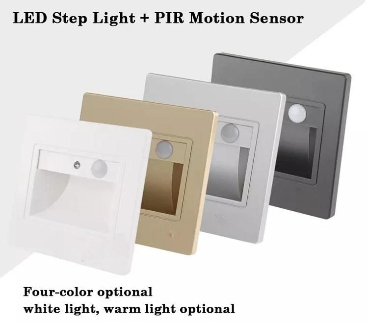 Indoor Motion-Sensing LED Stair Light AC85V-265V 4colors LED Stair Wall Light and CE Certification Recessed Stair Step Light