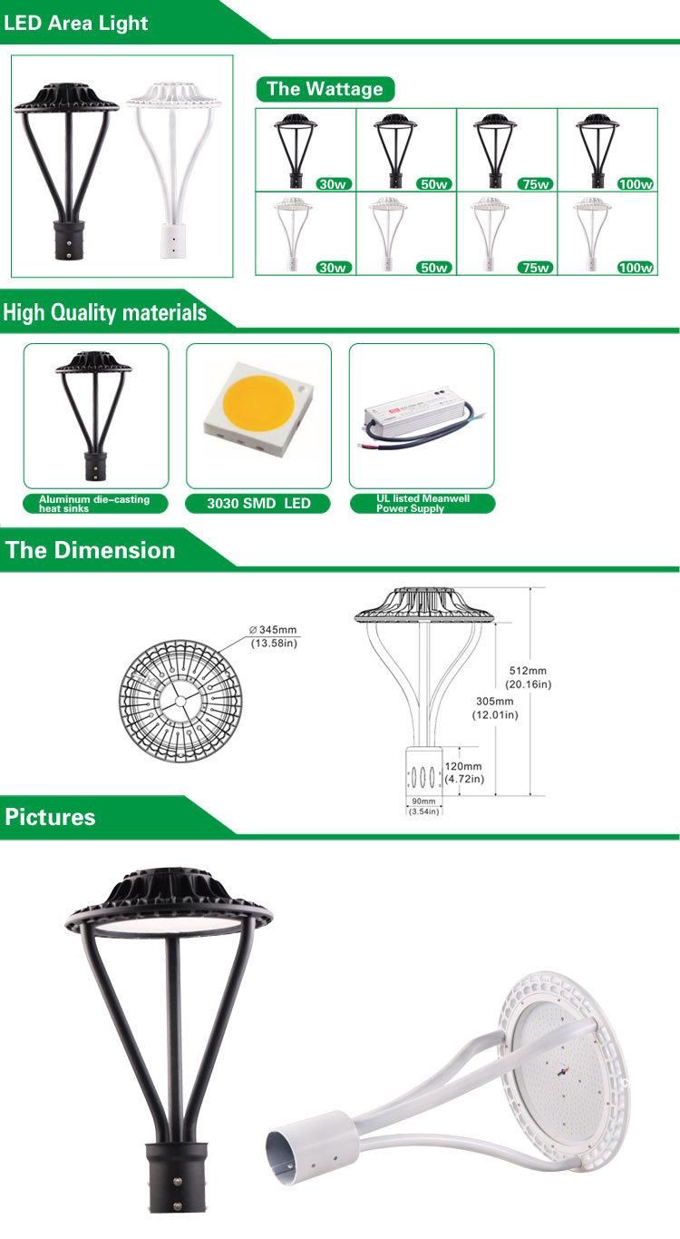 30W 50W 75W 100W Lamp Post Heads LED Post Light Bulb Lantern Pole Lamp Post Light Bulbs LED Post Top