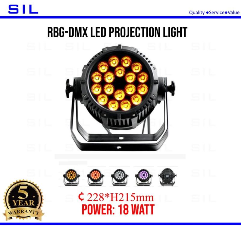 Wedding Disco Equipment 18X3w RGBW DMX LED PAR DJ Stage Light for Nightclub Party LED Flood Light