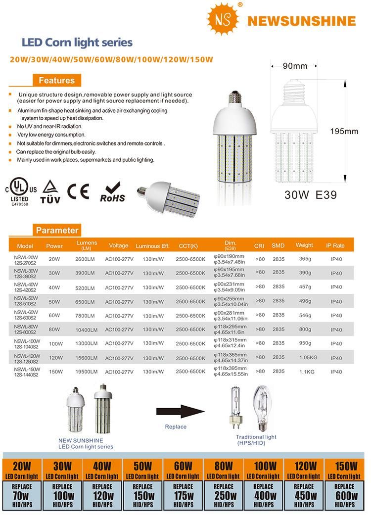 LED Post Top Light 30W LED Corn Bulb