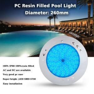 No Flicker No Glare 18watt Warm White PC Resin Filled Wall Mounted Swimming Pool Lights with CE RoHS IP68 Reports