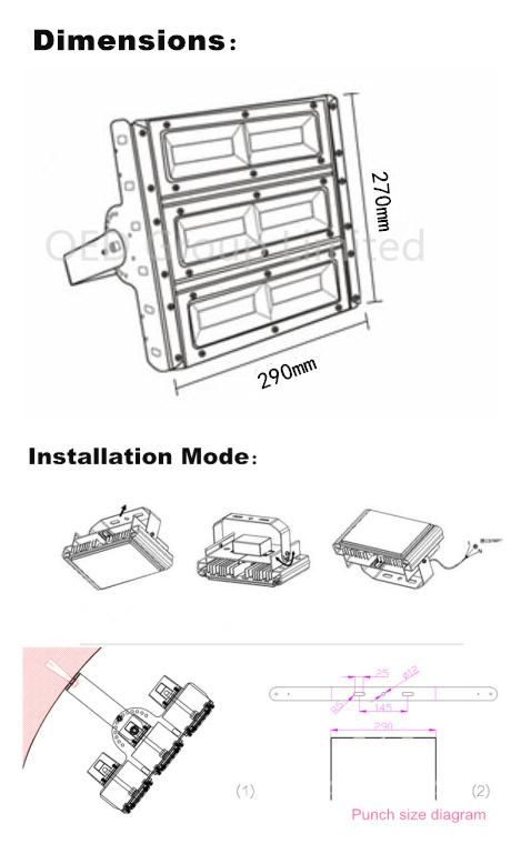 IP67 Die-Casting Aluminum Anti-Glare Glass 120 Degree Meanwell Flickerfree 150W LED Lights Flood Light