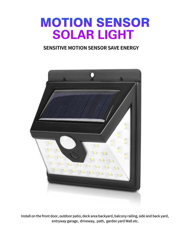 New Bright Factory LED Lighting Outdoor Motion Sensor Intelligent Surface Mounted SMD Solar Wall Light with IP65