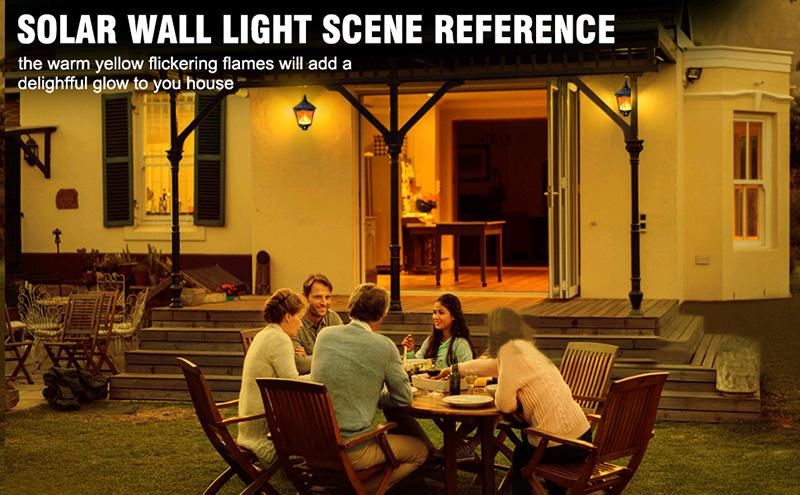 Yard Flickering Flames Wall Lights Outdoor Decorative Solar Flame Hanging Plastic Fire Moving LED Lantern Solar Light