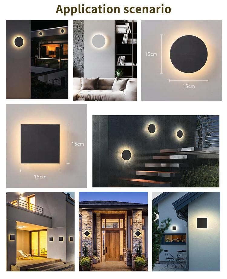 New PC IP65 Waterproof Round Surface Mounted LED Outdoor Wall Light for Decorations