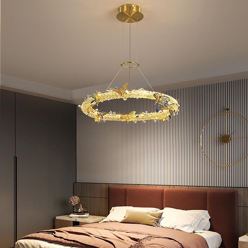 2022 Nordic Style Garland Style Bedroom Living Room Dining Room Crystal Golden Hanging Chandelier