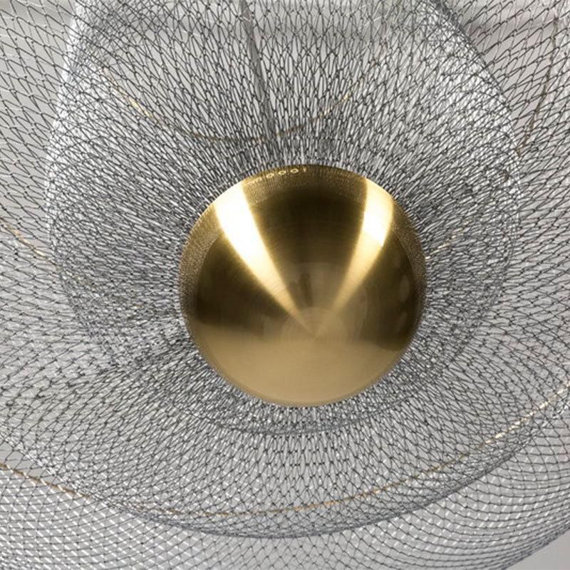 2022 Modern Iron Mesh LED Pendant Lamp Brass Chrome Hanging Ceiling Lighting Chandelier Pendant Light