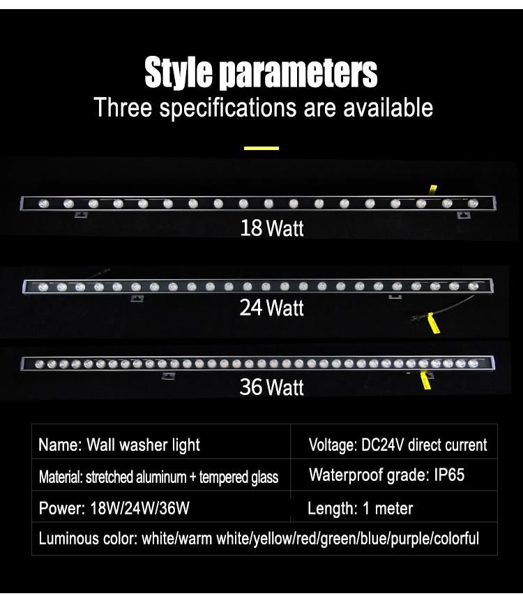 High Power IP68 512 Building LED Wall Washer Lighting 36*1W 512 Outdoor IP68 18W 24W 36W RGBW LED Wall Washer