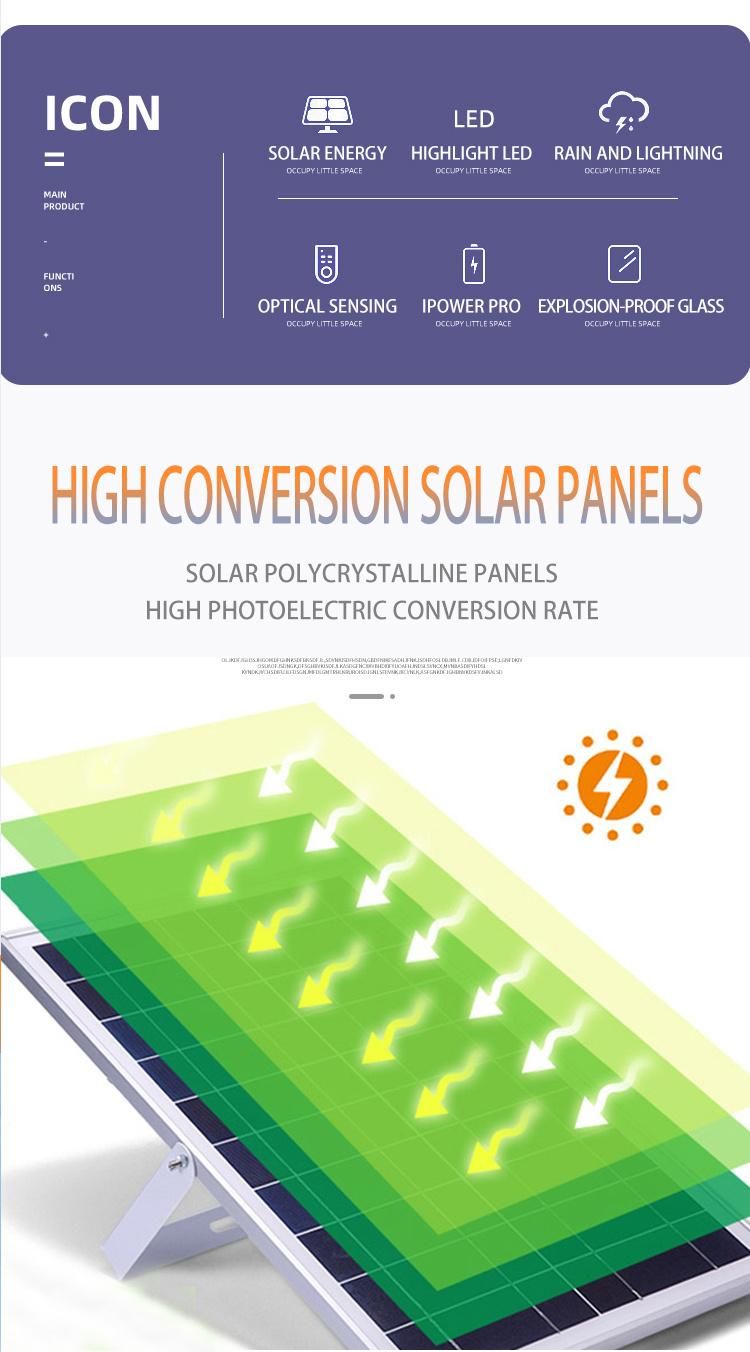 Waterproof IP67 Remote Control ABS 25W 40W 60W 100W 200W LED Solar Flood Light