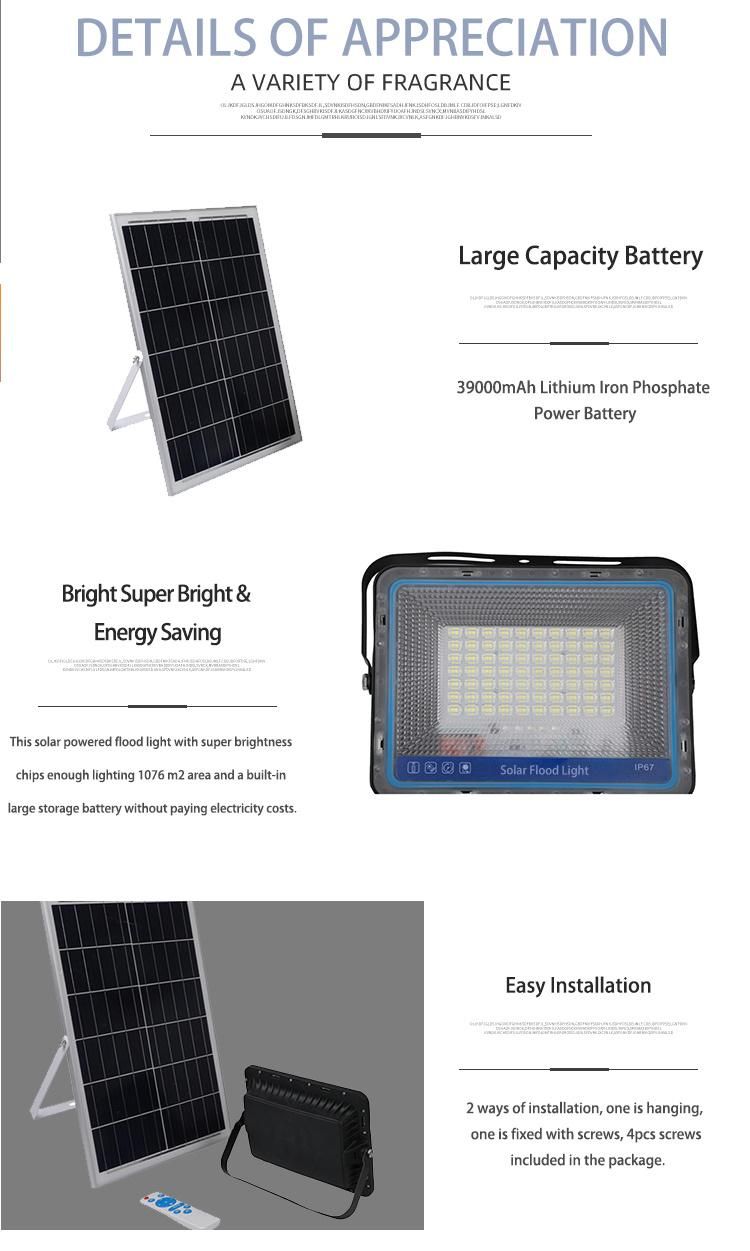 Waterproof IP67 Remote Control ABS 25W 40W 60W 100W 200W LED Solar Flood Light