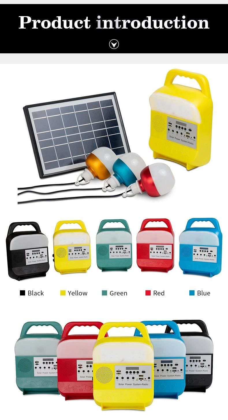 Solar Energy Lighting System 10W Mini Solar Lighting Kits with Radio FM and MP3