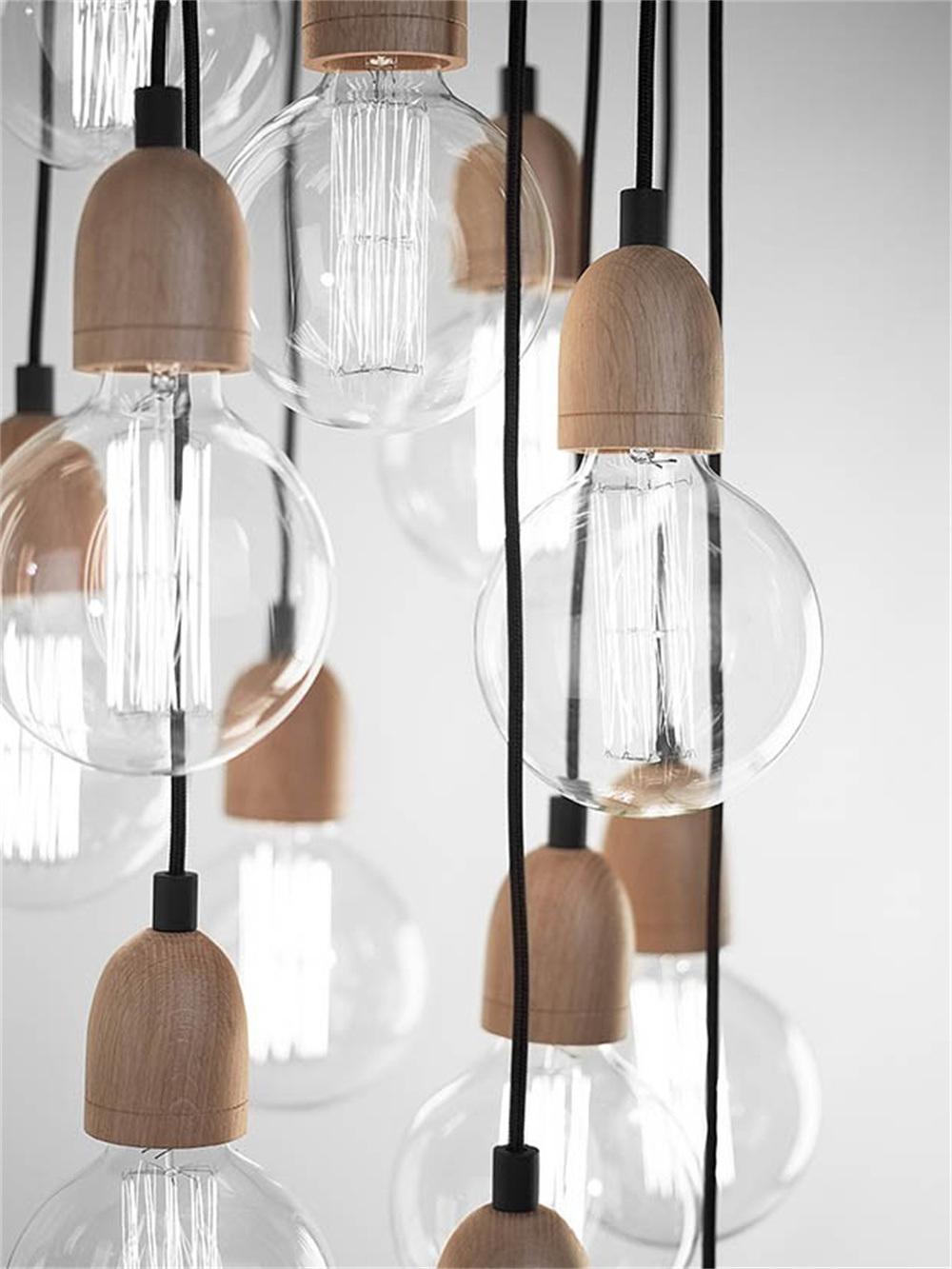 2022 Ilde Wood Max S Morden Glass Bulb Indoor Lighting LED Linear Pendant Light Industrial Chandelier