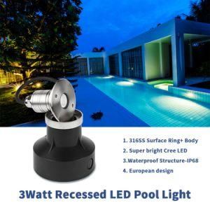 1W 3W 24VDC Pool Underwater LED Light for Swimming Pool