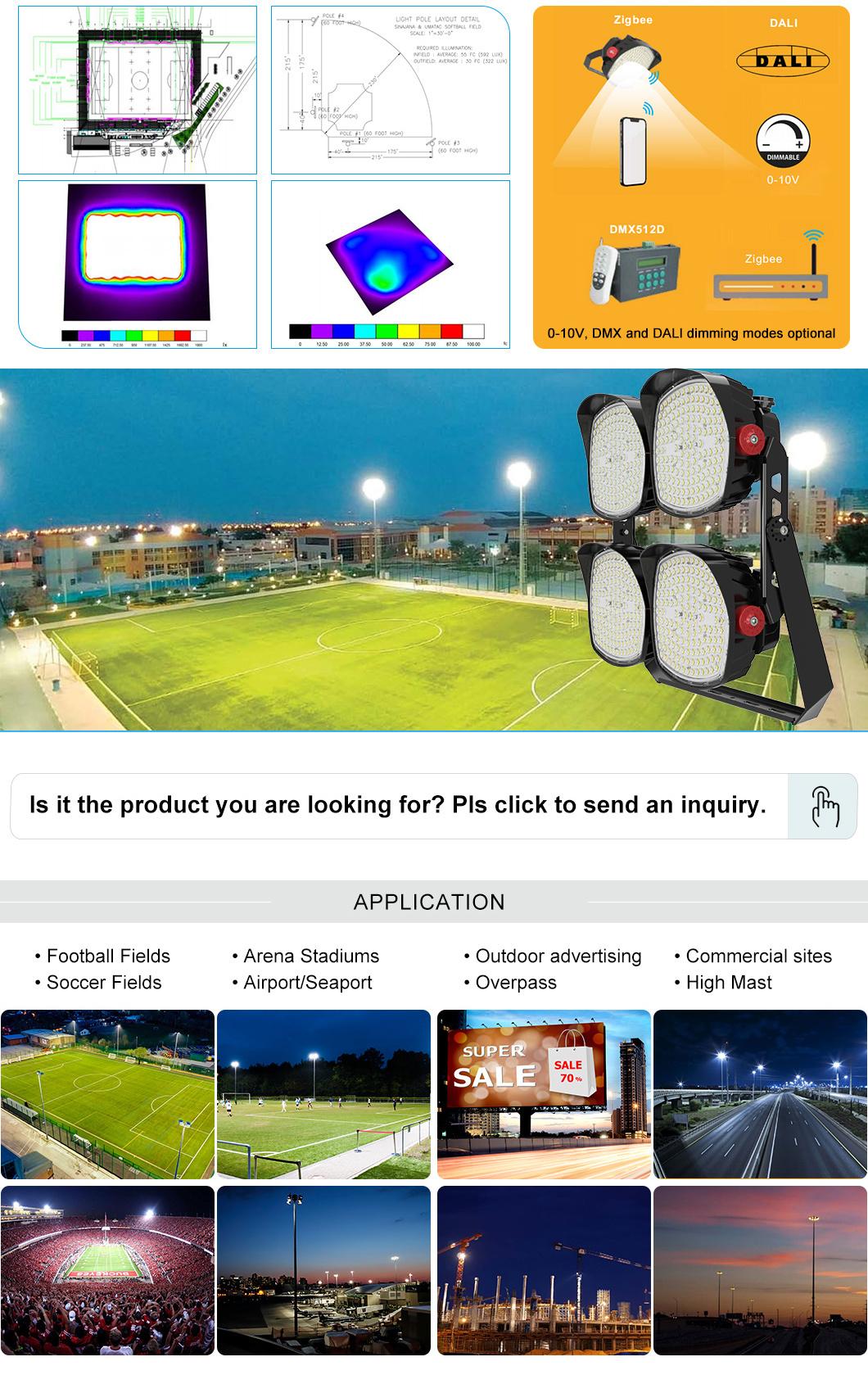 High Power 150lm/W Black Aluminium Housing IP66 Waterproof ETL Football Stadium Light