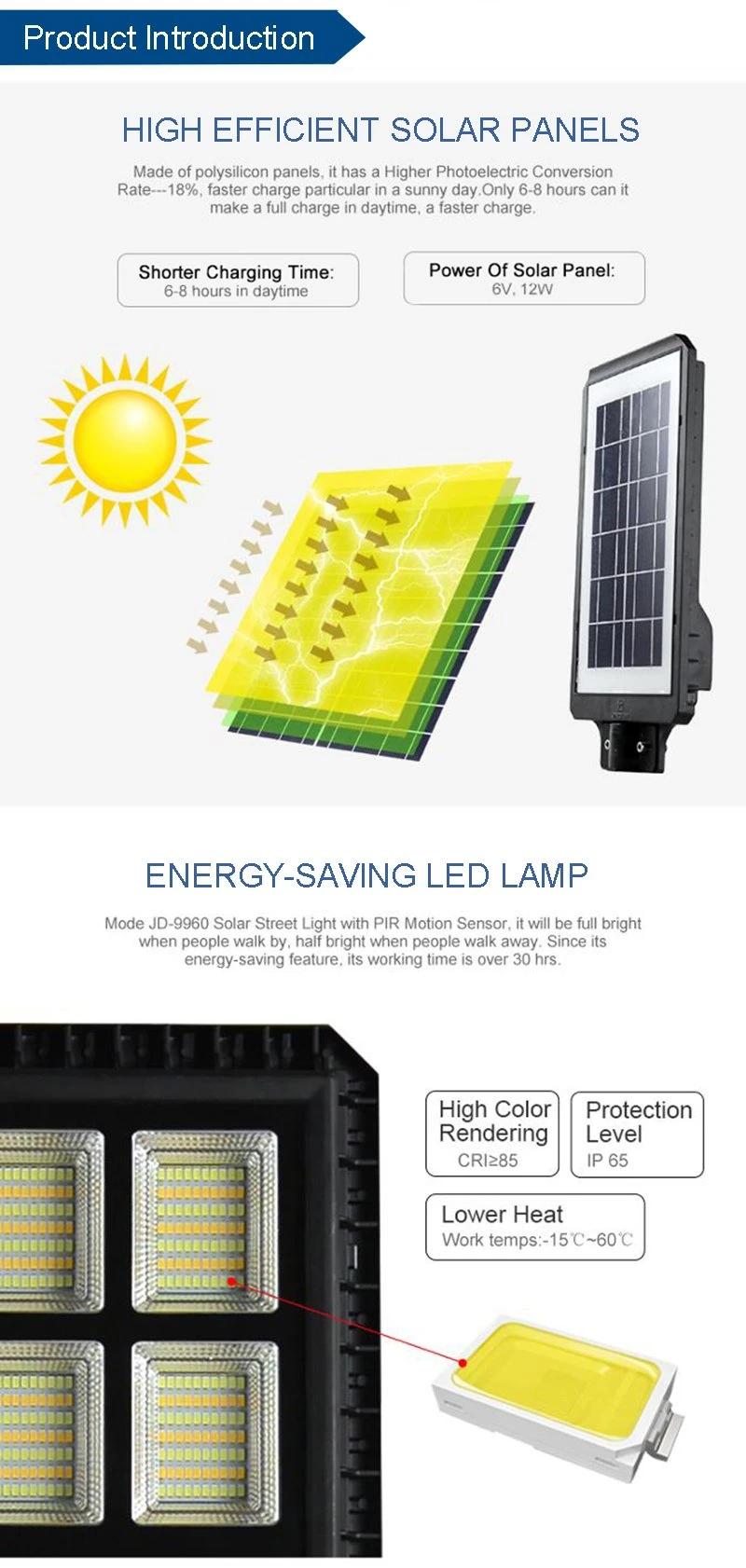 Factory Price Street Light LED Solar Street Light All in One 60W Lithium Ion Battery for Solar Street Light