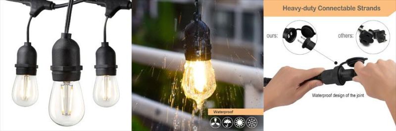 15m 15bulbs Waterproof S14 Bulb String Light