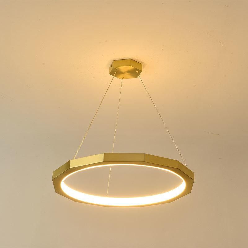 2022 Hot Sale Living Room Modern Round Shape Chrome Gold Big LED Chandelier Pendant Light