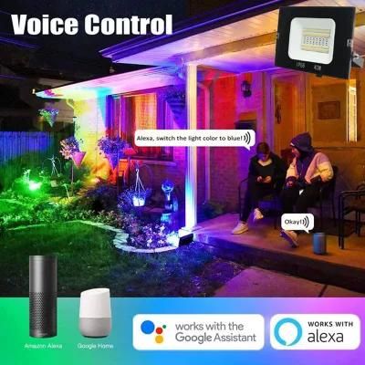 WiFi 40W 60W 100W RGBW LED Floodlight with APP Control Smart RGB LED Flood Light Google Assistant/Amazon Alexa