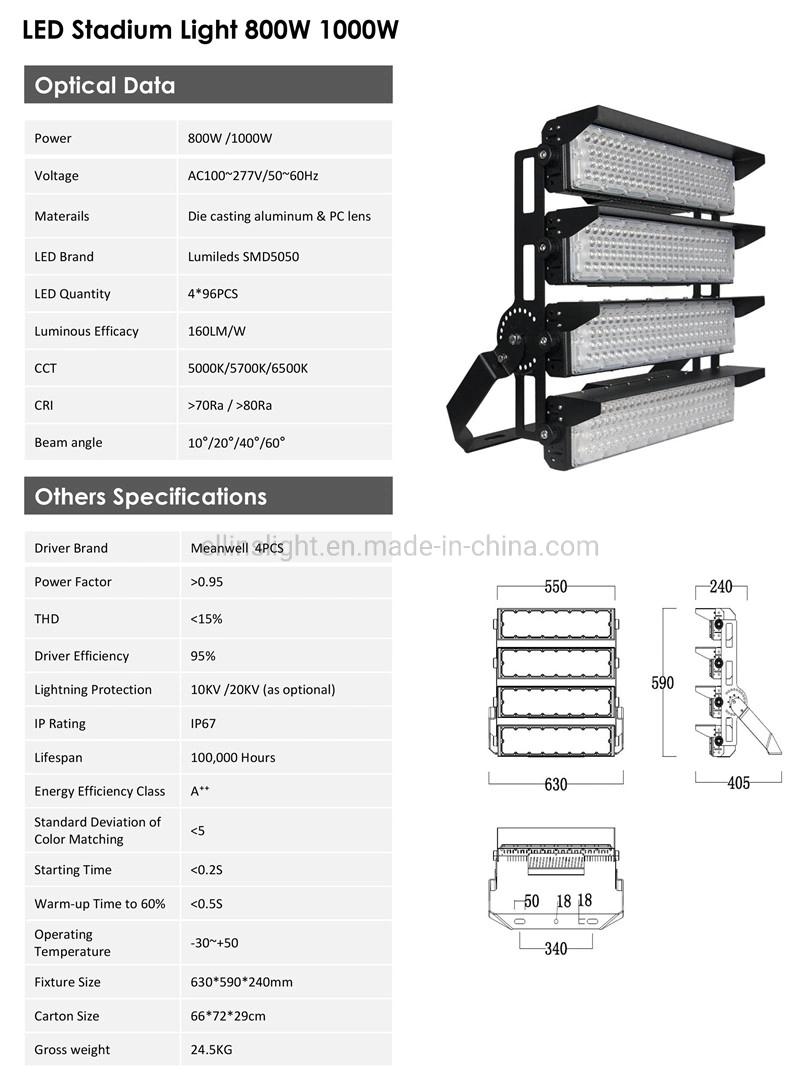 High Mast Projector Stadium LED Outdoor Light Fixture LED Floodlight 200W 250W 400W 500W